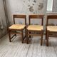 Set of 4 elm straw chairs from the 50s