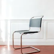 Vintage cantilever chair S33 after Mart Stam, black leather and steel.