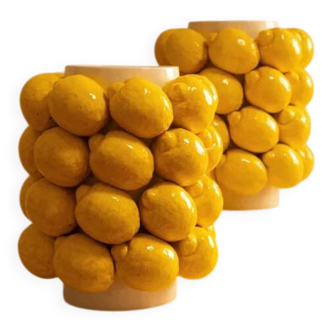 Pair of large lemon vases in ceramic