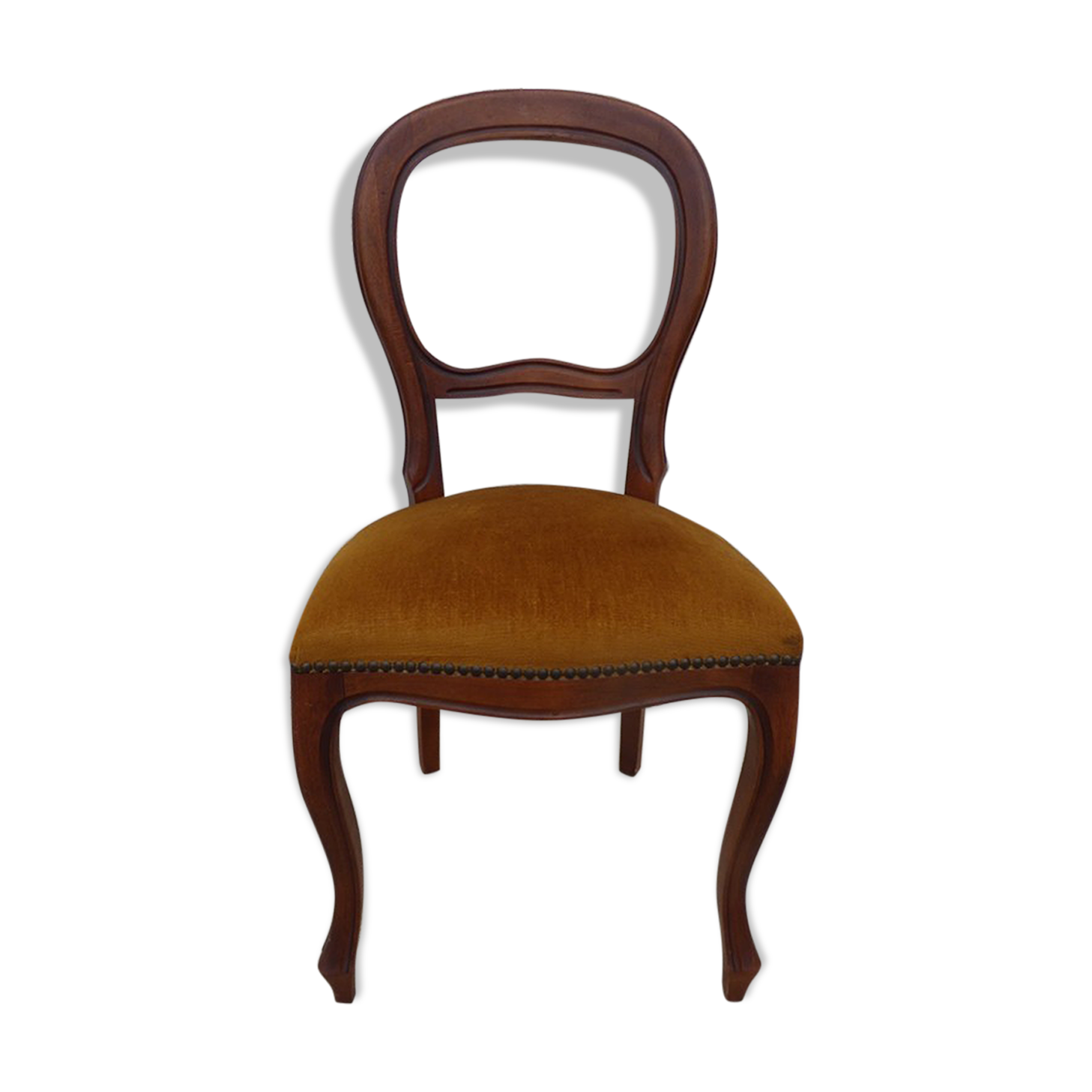 Louis Philippe style chair in solid wood with velvet top