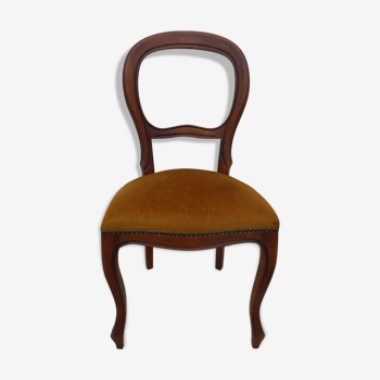 Louis Philippe style chair in solid wood with velvet top