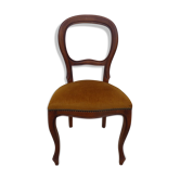 Louis Philippe style chair in solid wood with velvet top