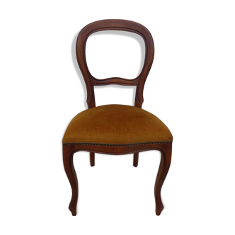 Chaise de style louis Philippe en bois massif avec dessus velours