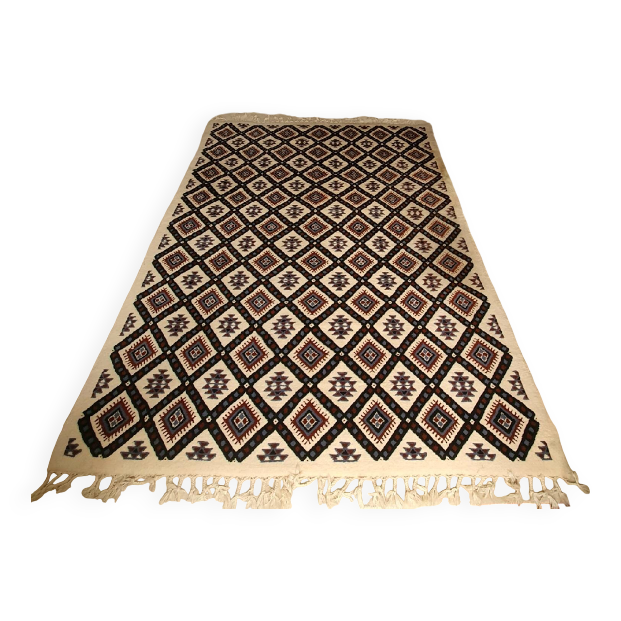 Tunisian hand-woven rug, pure wool, 295/202