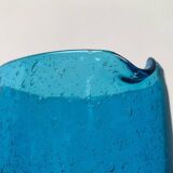 Broc en verre bleu fait main du milieu du siècle, années 1960