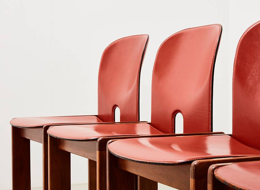 Tobia & Afra Scarpa Set of 5 Model 121 Dining Chairs for Cassina Italy 1965