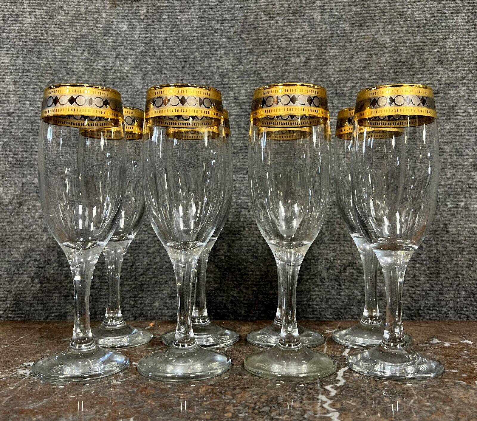 Venice 20th century: 6 Vintage Champagne flutes in crystal and gilding