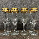 Venice 20th century: 6 Vintage Champagne flutes in crystal and gilding