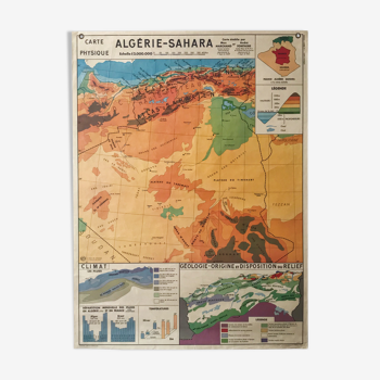 Carte scolaire recto/verso Algérie -Sahara