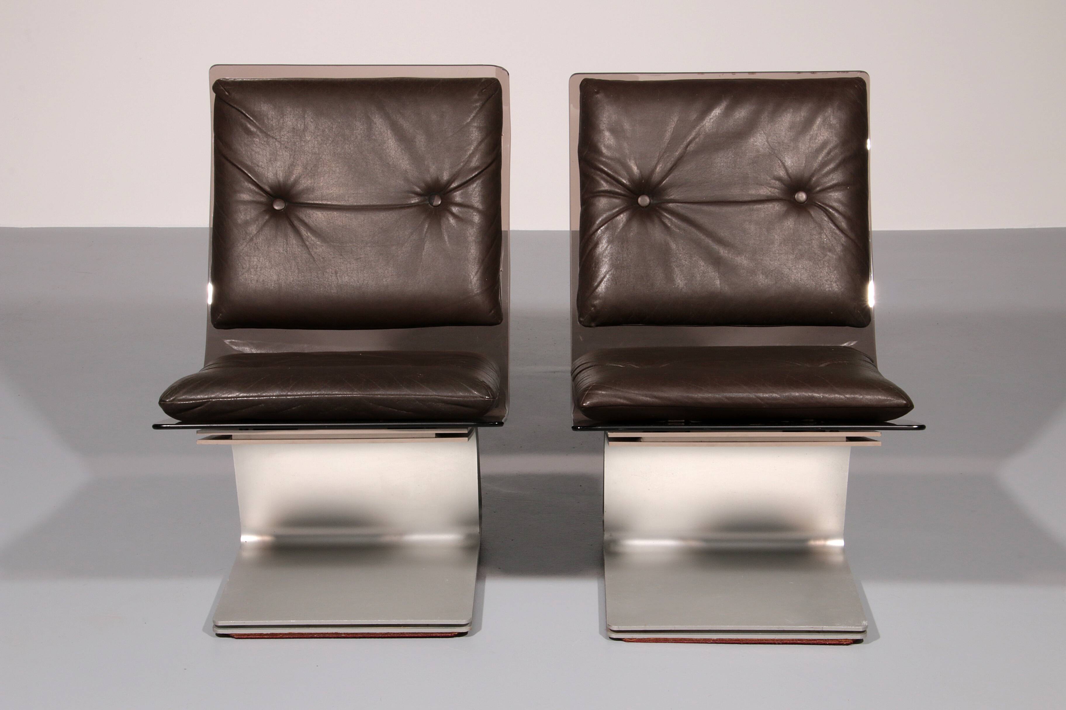 Fauteuils en verre Saint Gobain, Design Maison Jansen, 1965