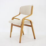 1970s ludvík volák four bentwood dining chairs in boucle fabric, czechoslovakia