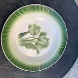 Hollow dish pattern green tulips longwy france old