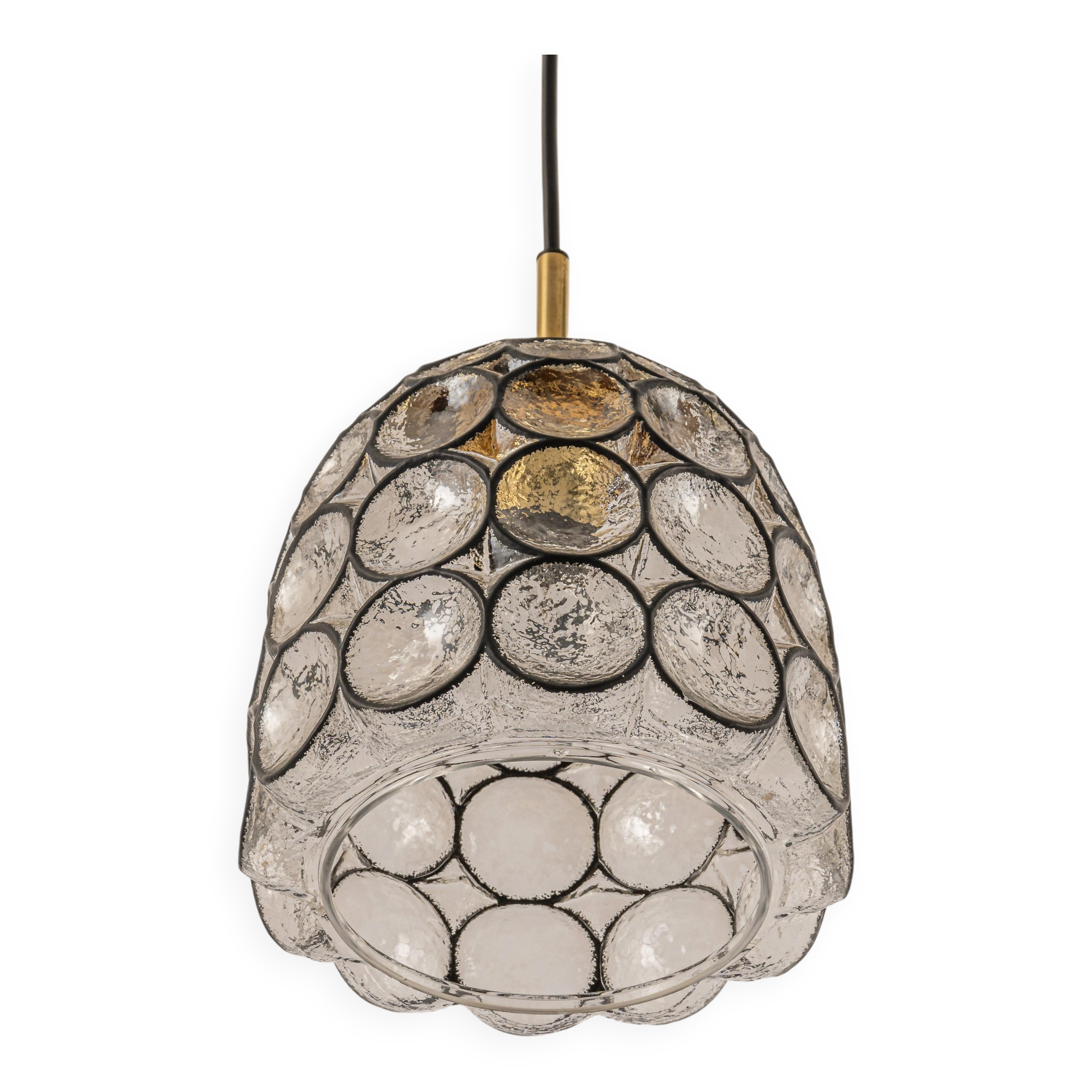 Iron and clear glass pendant by limburg, germany, 1960s.