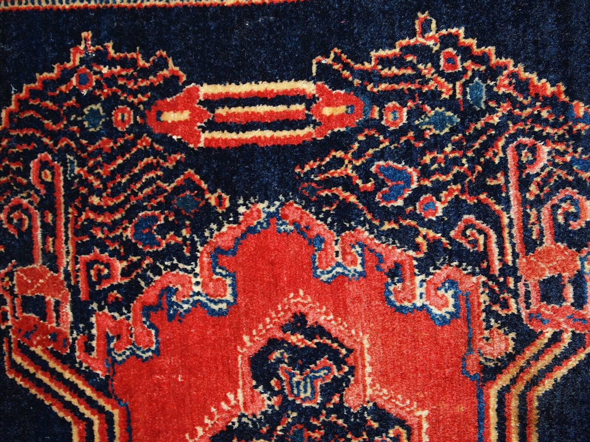 Paire de tapis antiques faits main Senneh persans 52cm x 80cm (années 1900)