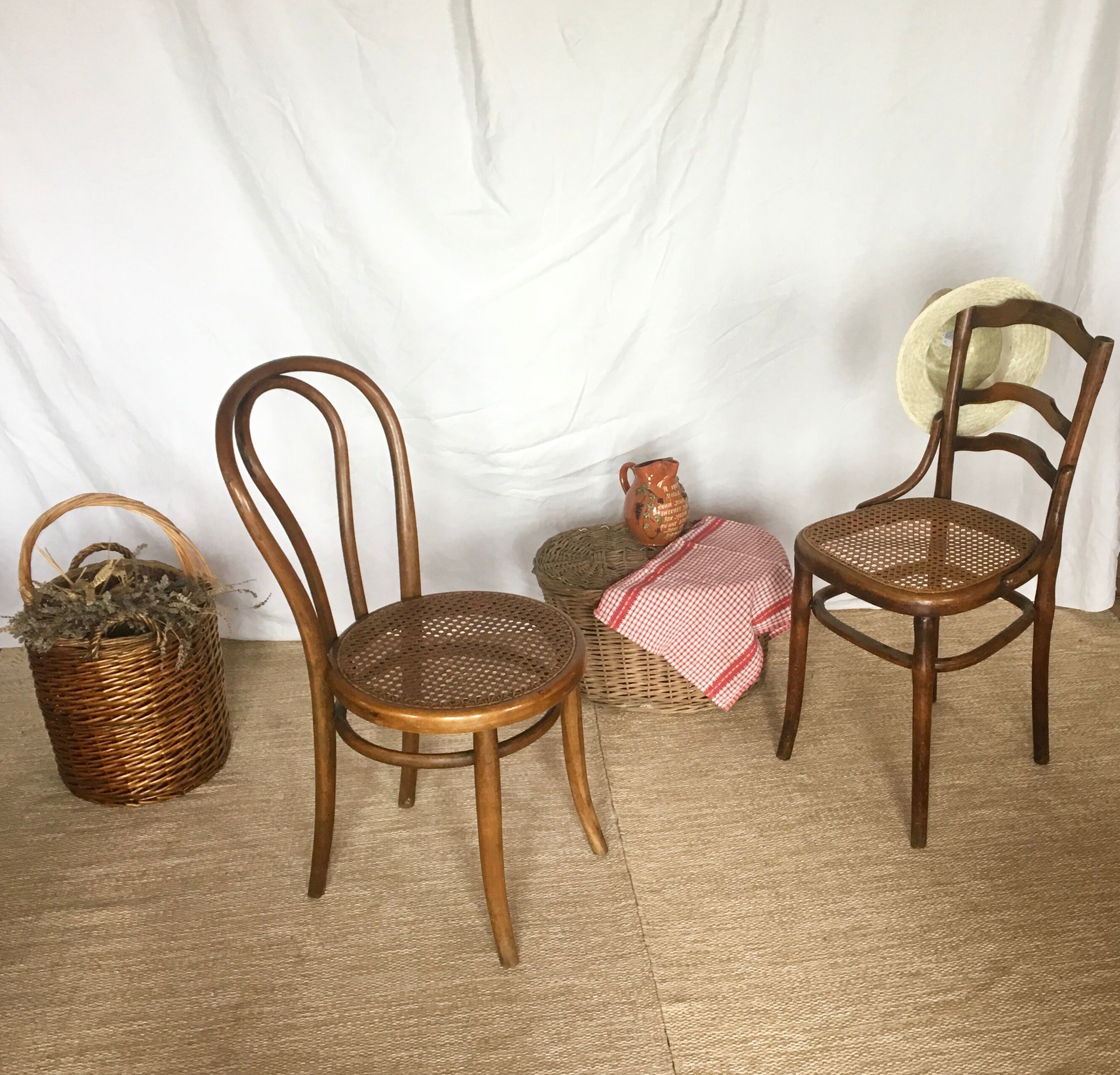 Set of 5 chairs Bistro cannate early twentieth
