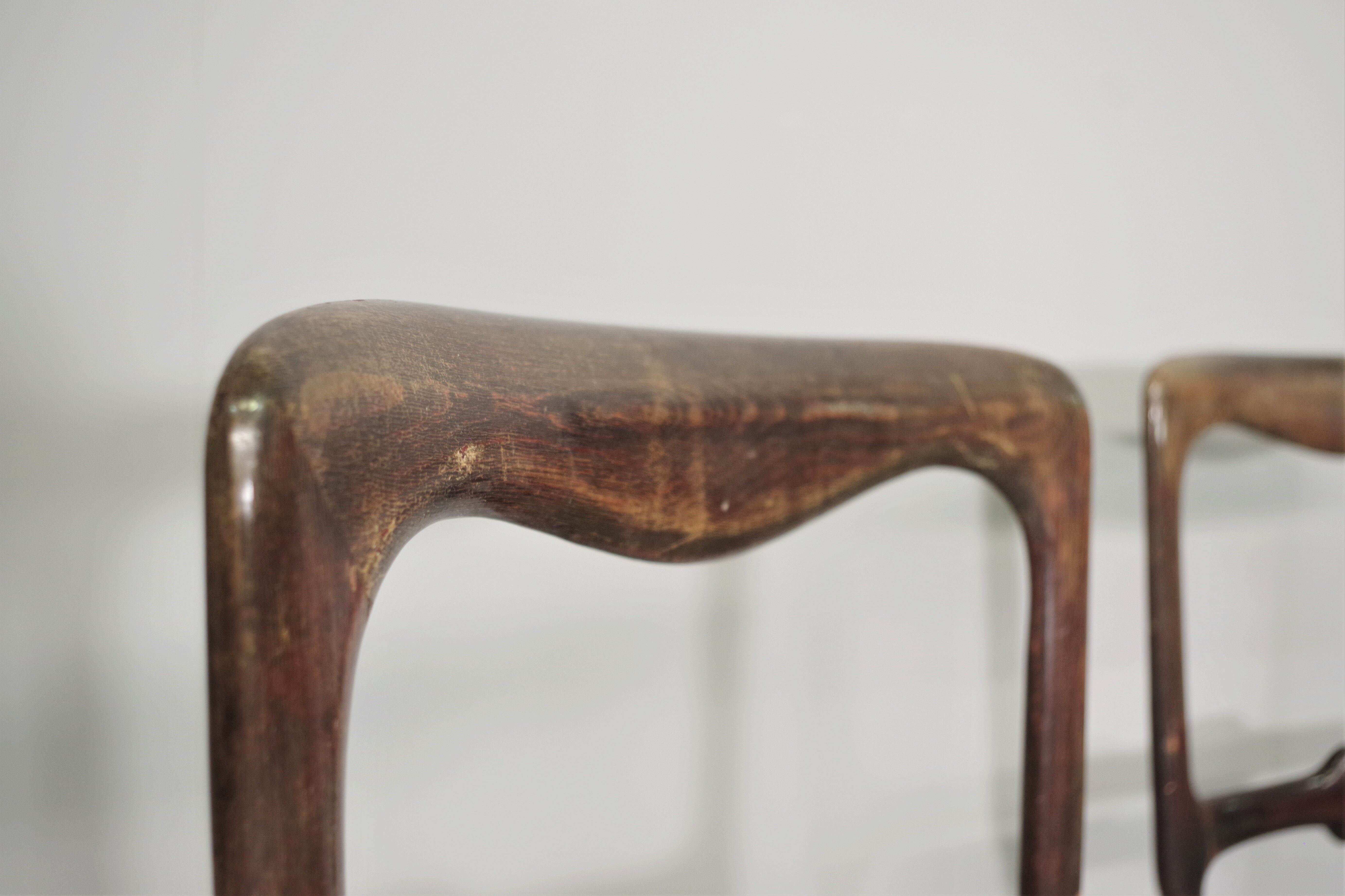 Set of 4 beech wood chairs from the 1950s