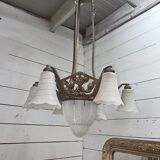1930s Art Deco bronze chandelier