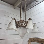 1930s Art Deco bronze chandelier