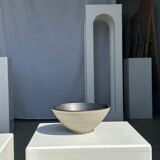 Duo of gray Indonesian ceramic bowls or salad bowls