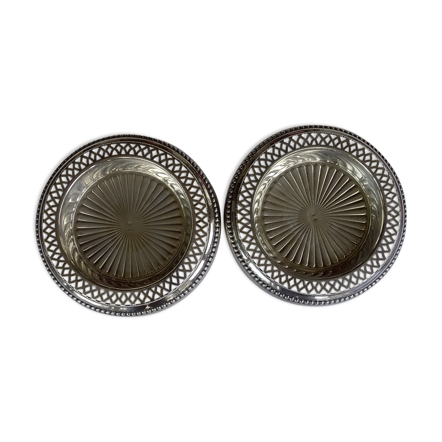 2 dessous de verre bouteille métal argenté