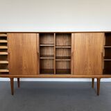 Model 19 High Sideboard in Teak with Sliding Doors by Gunni Omann for Omann Jun, 1960s