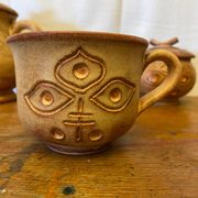 Antique tea coffee set vallauris vintage beige ceramic #c644
