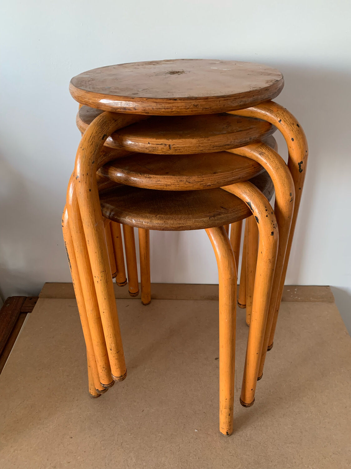 Set of 4 workshop stools