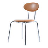 Mid-century hair by Kovona in faux leather and chrome, Czechoslovakia 1970s