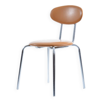 Mid-century hair by Kovona in faux leather and chrome, Czechoslovakia 1970s