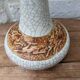 Antique long-necked vase in cracked white ceramic with deer decoration