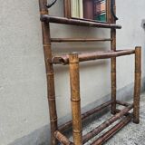 Vestiaire en bambou teinté avec miroir et porte-parapluies – 1920