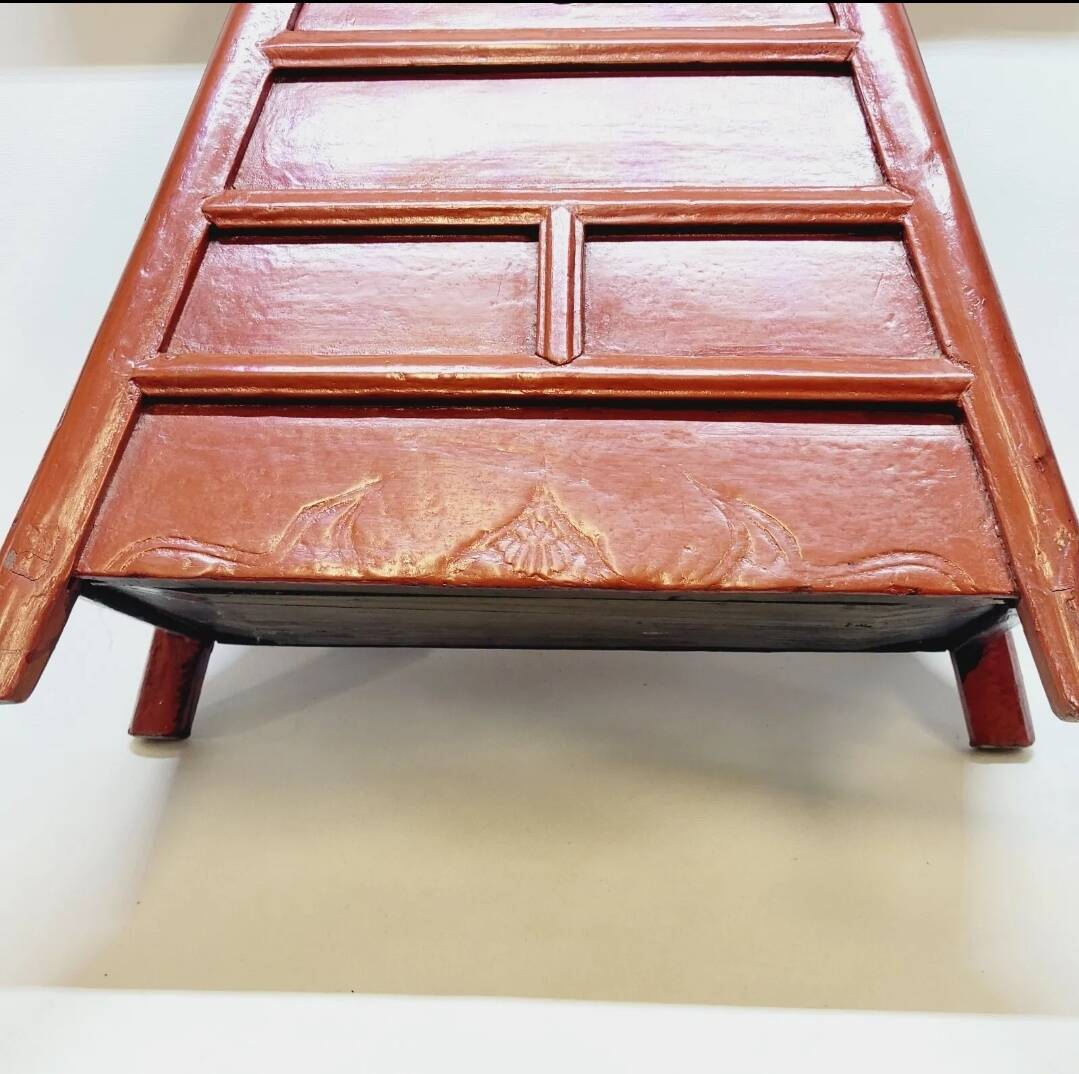 Old chinese barber hairdresser stool 19th xixth century in lacquered wood