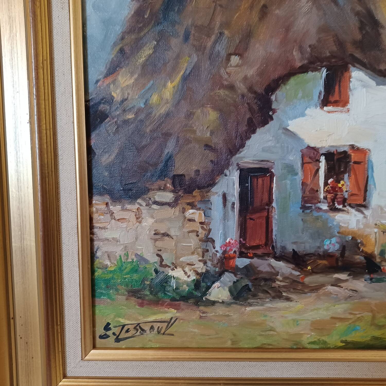 Oil painting on canvas "thatched cottage"