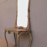 Console set and its mirror in lacquered wood Louis XV style
