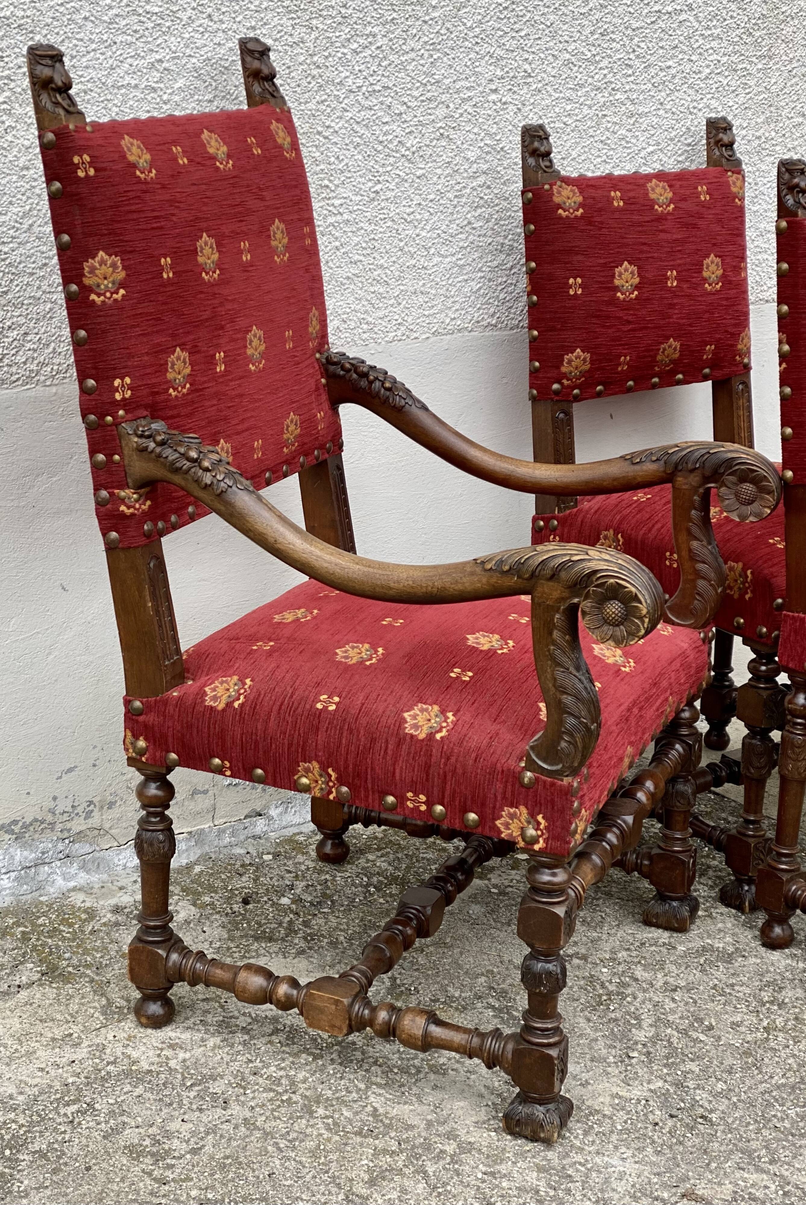 Living room (carved chairs and armchairs) in Louis XIII style