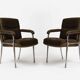 Aluminium and brown teddy fabric armchair, Germany, 1970s, set of 2