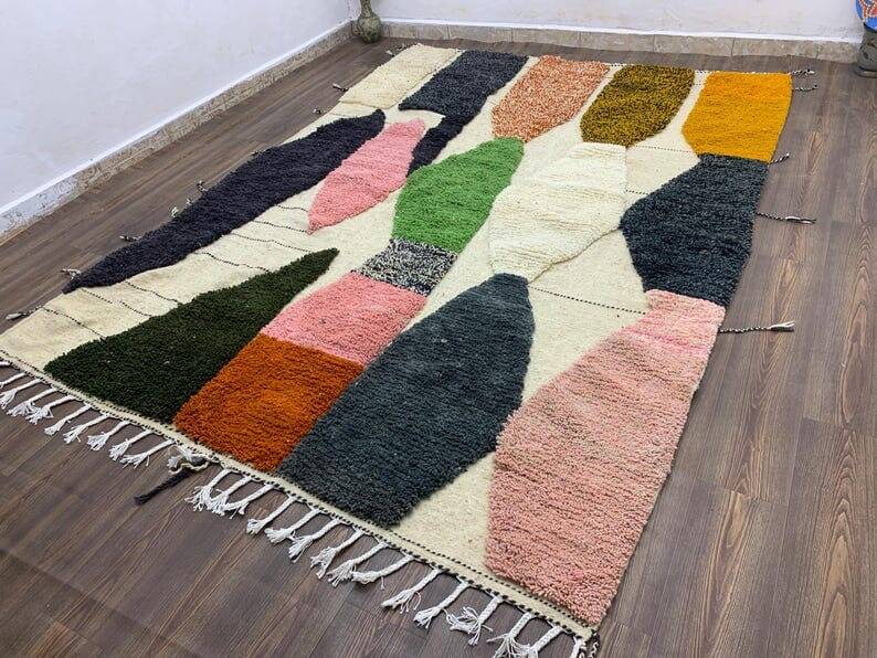 Tapis en laine pure fait main traditionnelle taille 150 x 250 cm