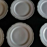 Series of six porcelain plates from Paris old Paris green décor XIXth