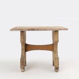 Beau tabouret bas de forme rustique en bois peint, France vers 1900
