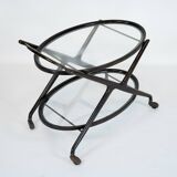 Ebonized Wood and Glass Bar Cart by Cesare Lacca, Italy 1950s