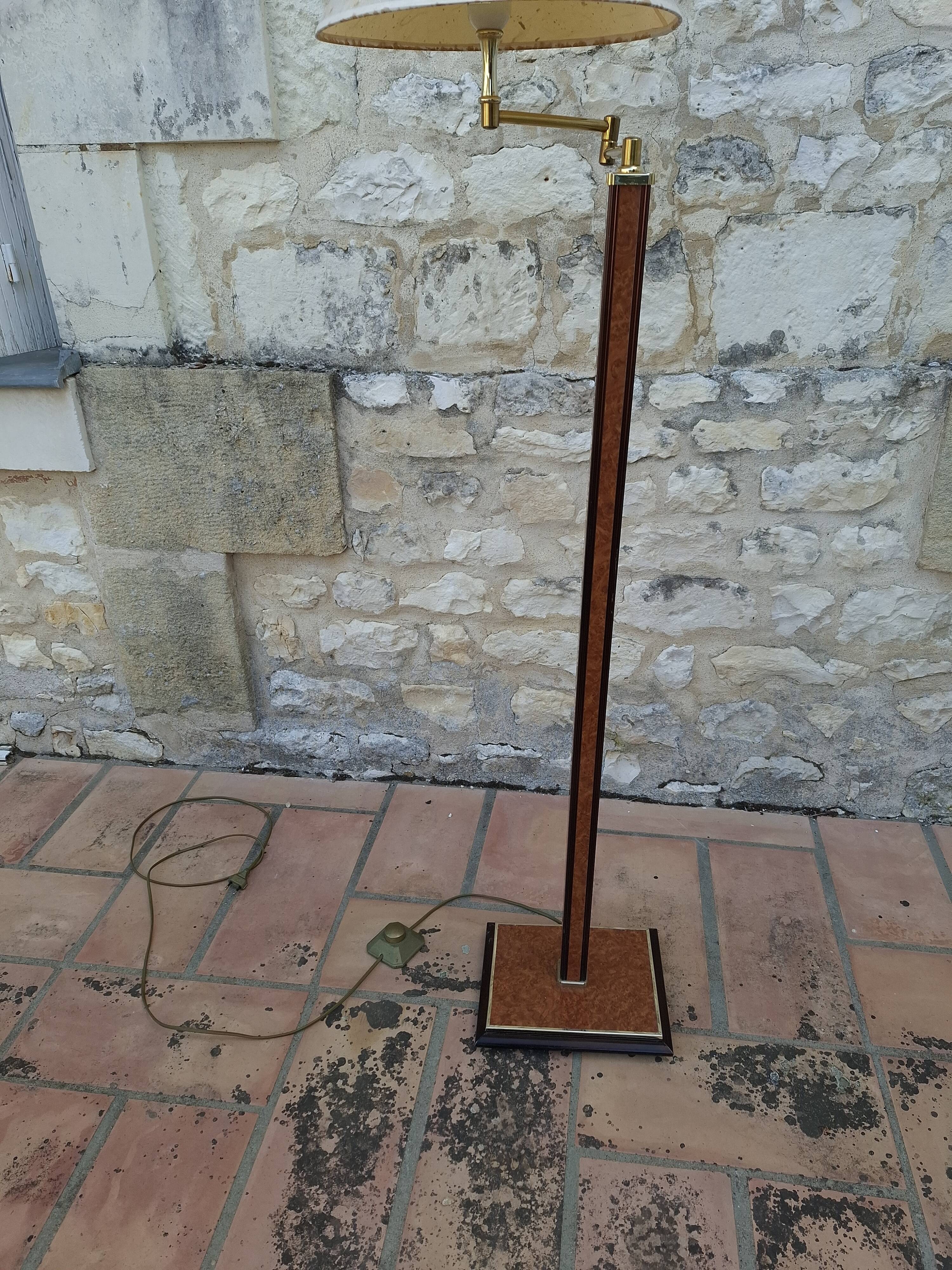 Floor lamp, vintage 80's reading light in elm burrier style, designed by robert de schuytener