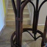 Set of 2 swivel bar stools / chairs - wood - cane - rattan - 80s