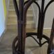 Set of 2 swivel bar stools / chairs - wood - cane - rattan - 80s