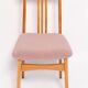 Blush pink bouclé chair mid-century in light wood by M. Zielinski, Europe, 1960s