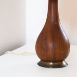 Danish solid teak and brass table lamp
