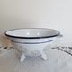 Strainer 3 feet in white enamel vintage French 30s
