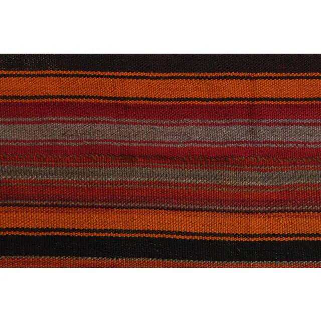 Orange Red Vintage Handmade Wool Cotton Kilim Runner Rug 172x372