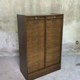 Vintage double curtain filing cabinet