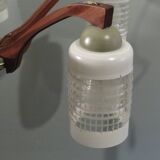 Chandelier, teak and engraved glass, 1950 Italy