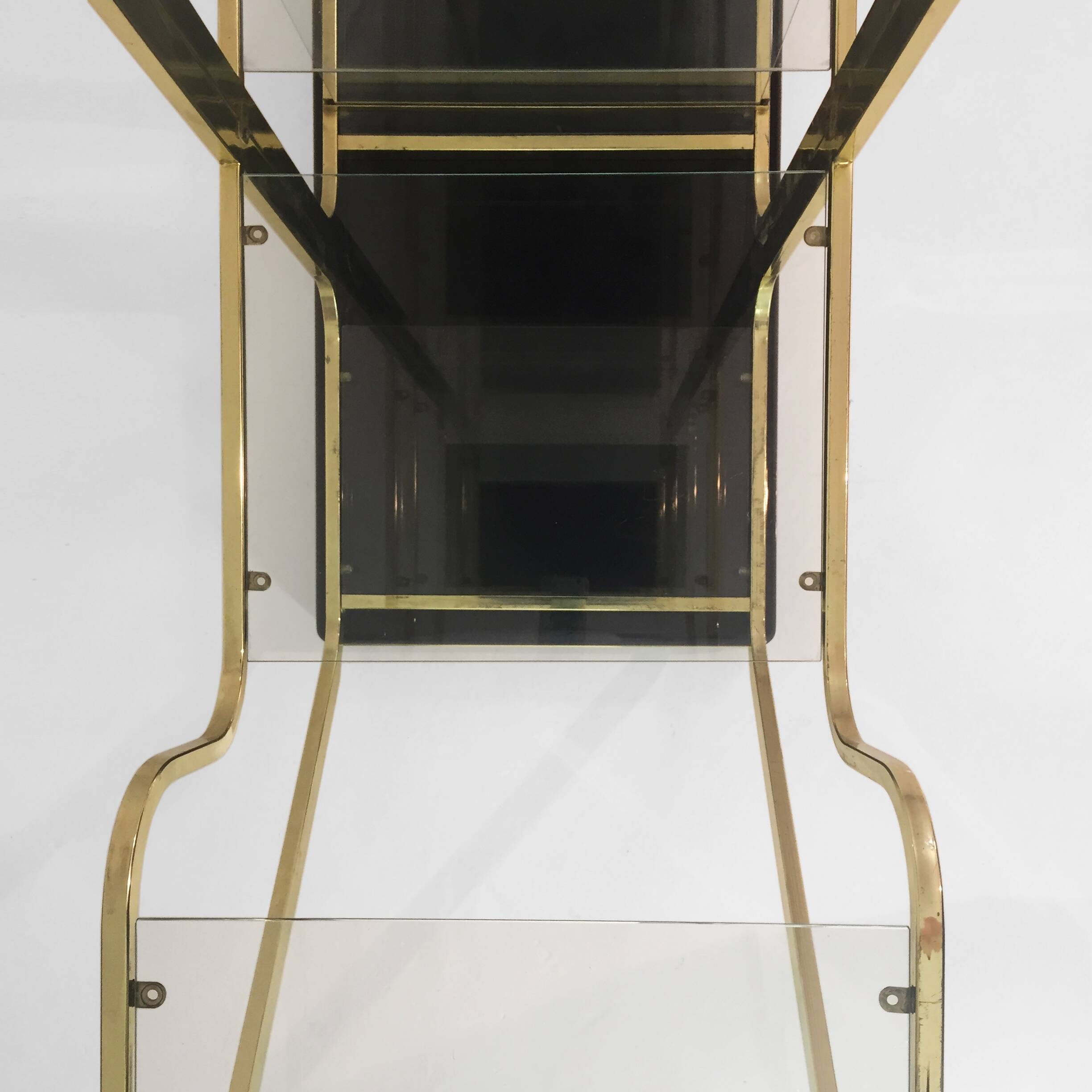 Brass Glass Octagonal Etagere Hollywood Regency 70s Midcentury